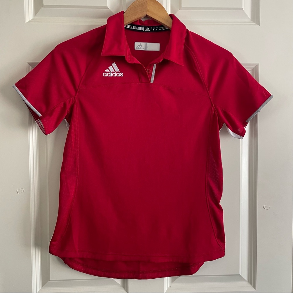 Adidas Womens Polo Shirt in Bold Red